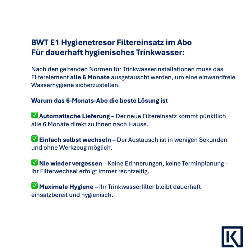 Warum lohn sich das Abo für den BWT E1 Hygienetresor Filtereinsatz? 