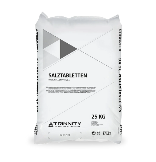 Regenerating salt for water softeners, tablets in a 25 kg bag, TRINNITY